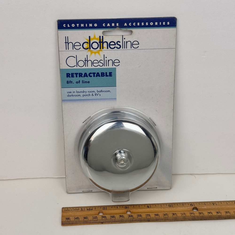 Vtg 2000 the Clothesline retractable 8ft line Silver in Original Packaging